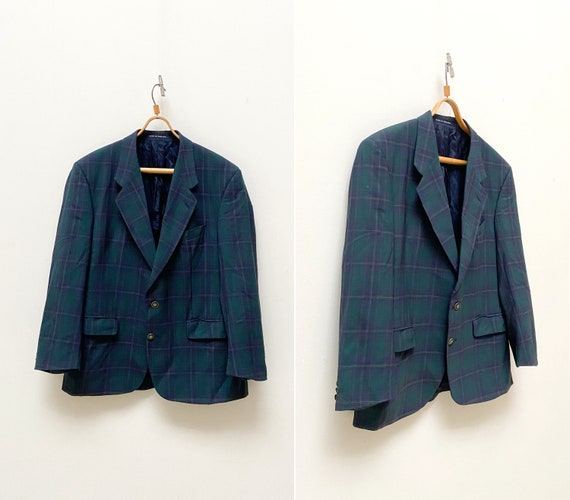Veste Tweed Racing Green - Taille 40, Bleu-vert à Carreaux, Laine, Homme