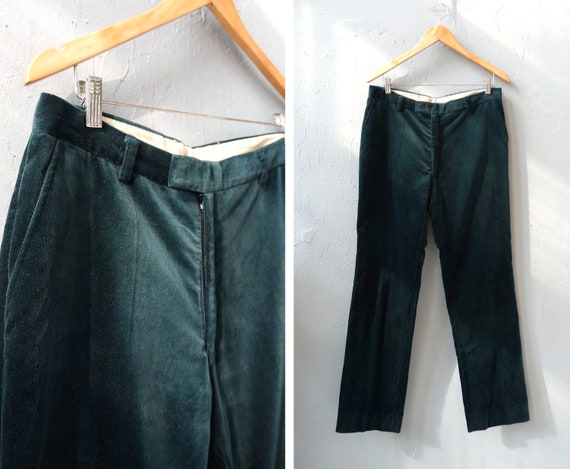Vintage 90s Emerald Green Velvet Pants Emerald Tro