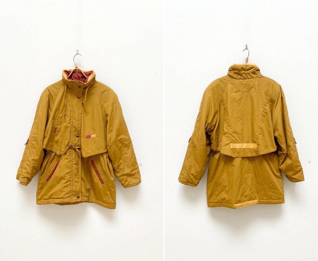 Vintage 80s Mustard Jacket Womens Mustard Coat Brown Spring Jacket