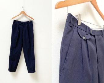 Vintage 90s Chino Pants Dark Blue Wool Pants W30 Blue Wool Trousers Mens Chino Pants Blue Suit Pants Dark Blue Pants Mens Wool Trousers 30