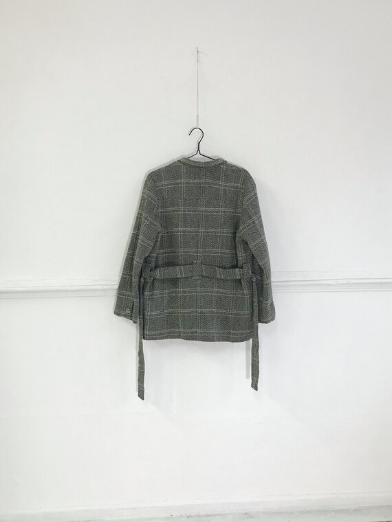 Vintage Plaid Coat Checked Jacket Womens M Trench… - image 4