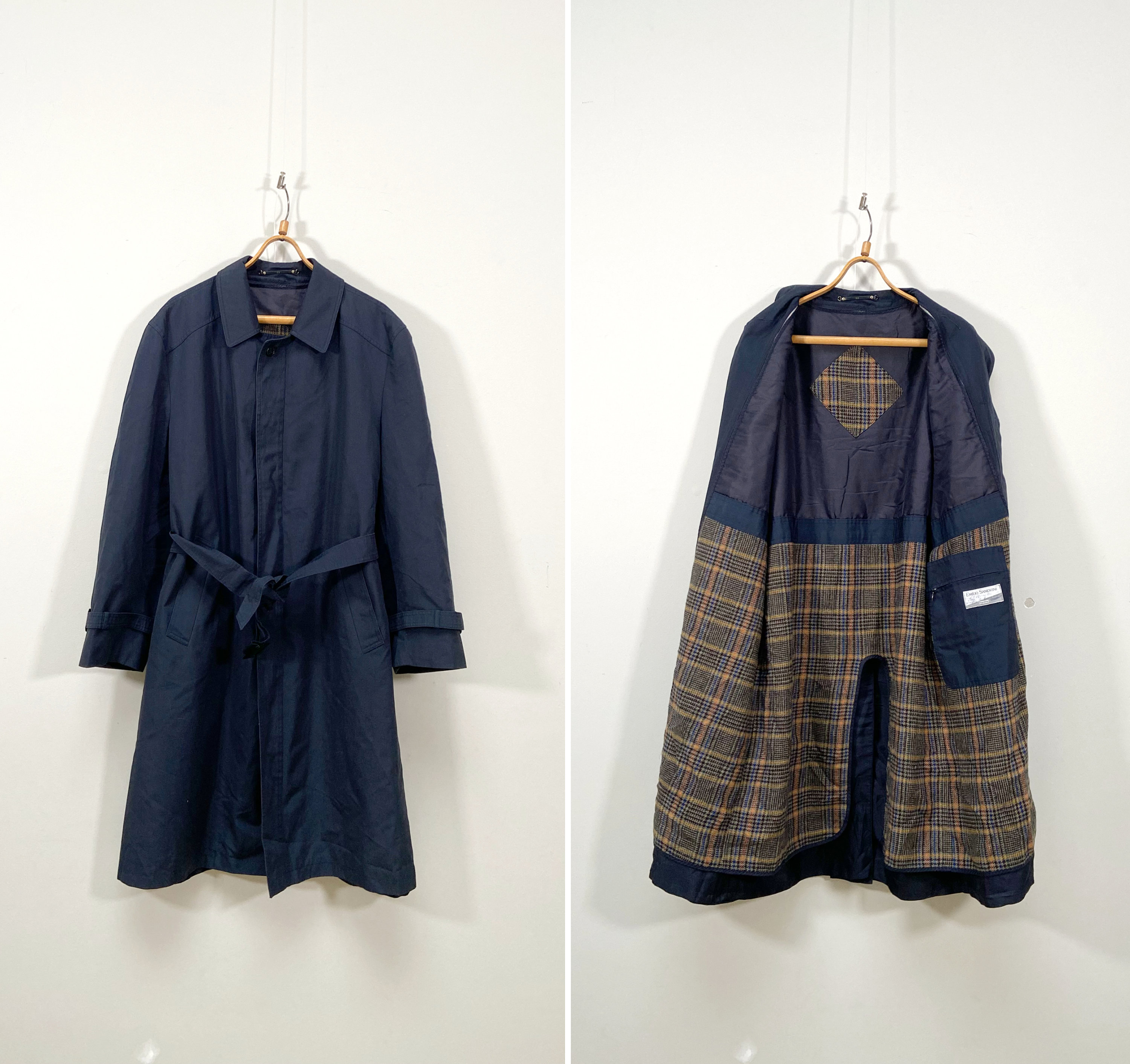 Vintage 80s Emilio Sandrini Blue Belted Oversized Trench Coat - Etsy