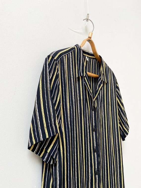 Vintage 90s Striped Blouse Yellow Striped Shirt W… - image 4