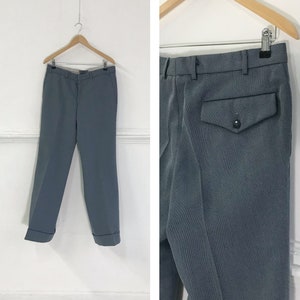 Vintage Gray Pants 34 Baggy Gray Trousers Mens L Mid Rise Cotton Pants Large Waist 34 Suit Trousers Grandad Gray Pants 34