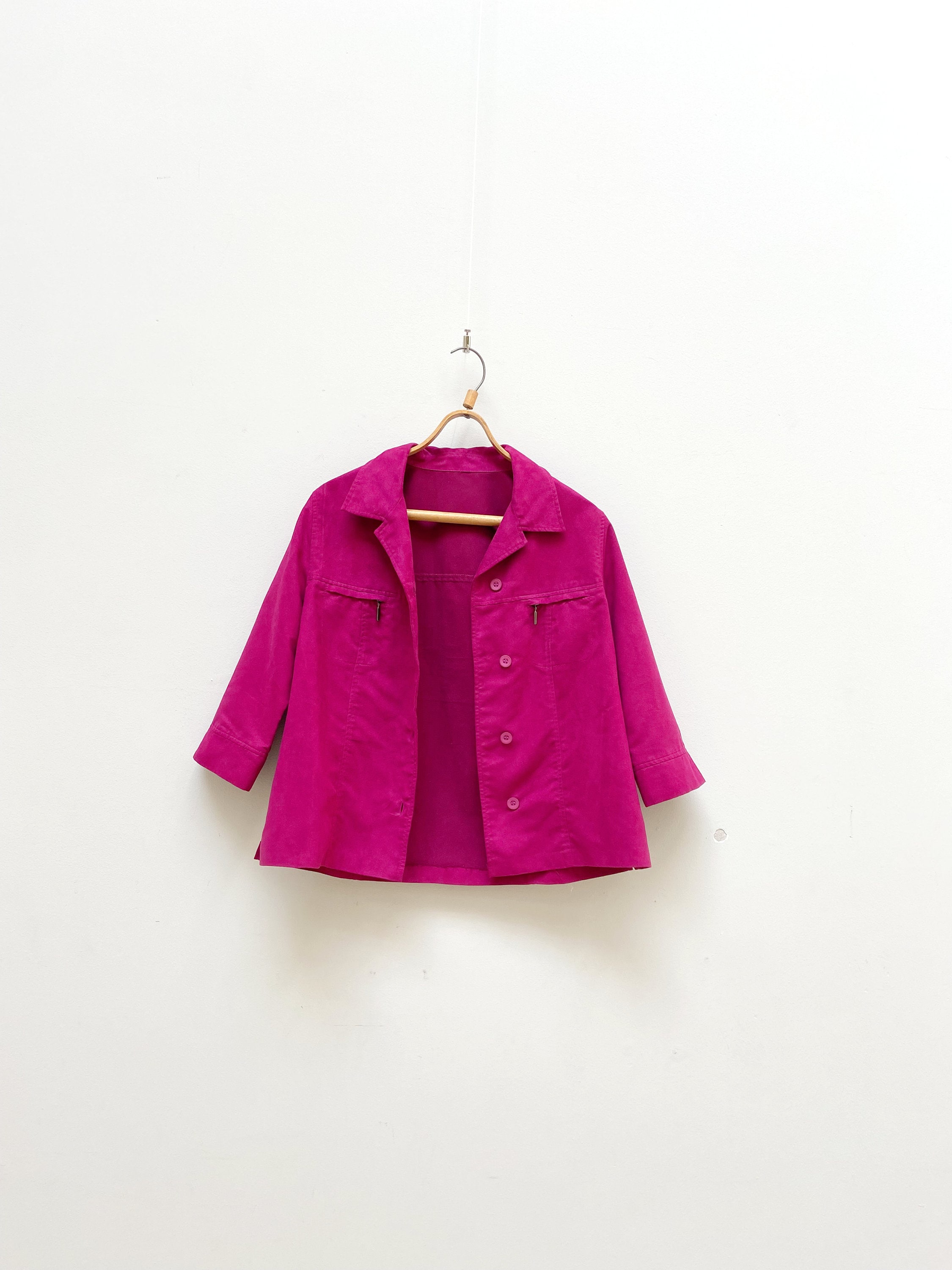 Vintage 90s Fuchsia Faux Suede Shirt Jacket - Women's L - Etsy