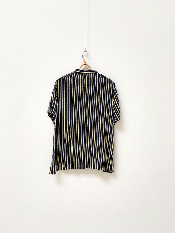 Vintage 90s Striped Blouse Yellow Striped Shirt W… - image 5