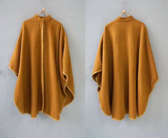 Vintage Cape Coat Women Wool Cape Coat Yellow Cape