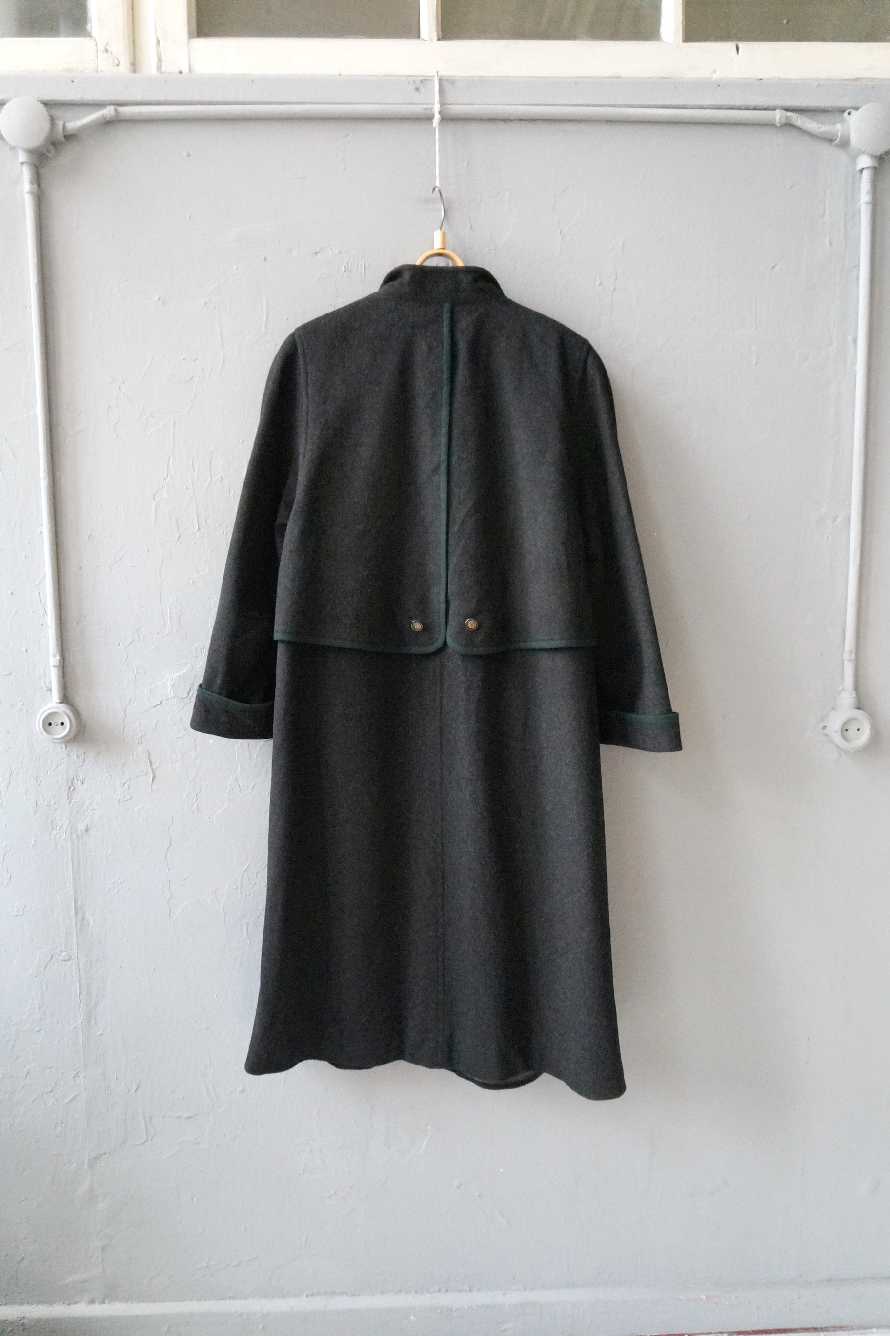 Vintage 90s Oversized Wool Maxi Coat: Dark Gray Loden Trachten