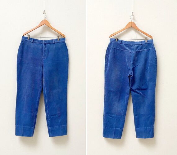 Vintage 90s Blue Corduroy Pants W36: Retro Crop Trousers - Etsy