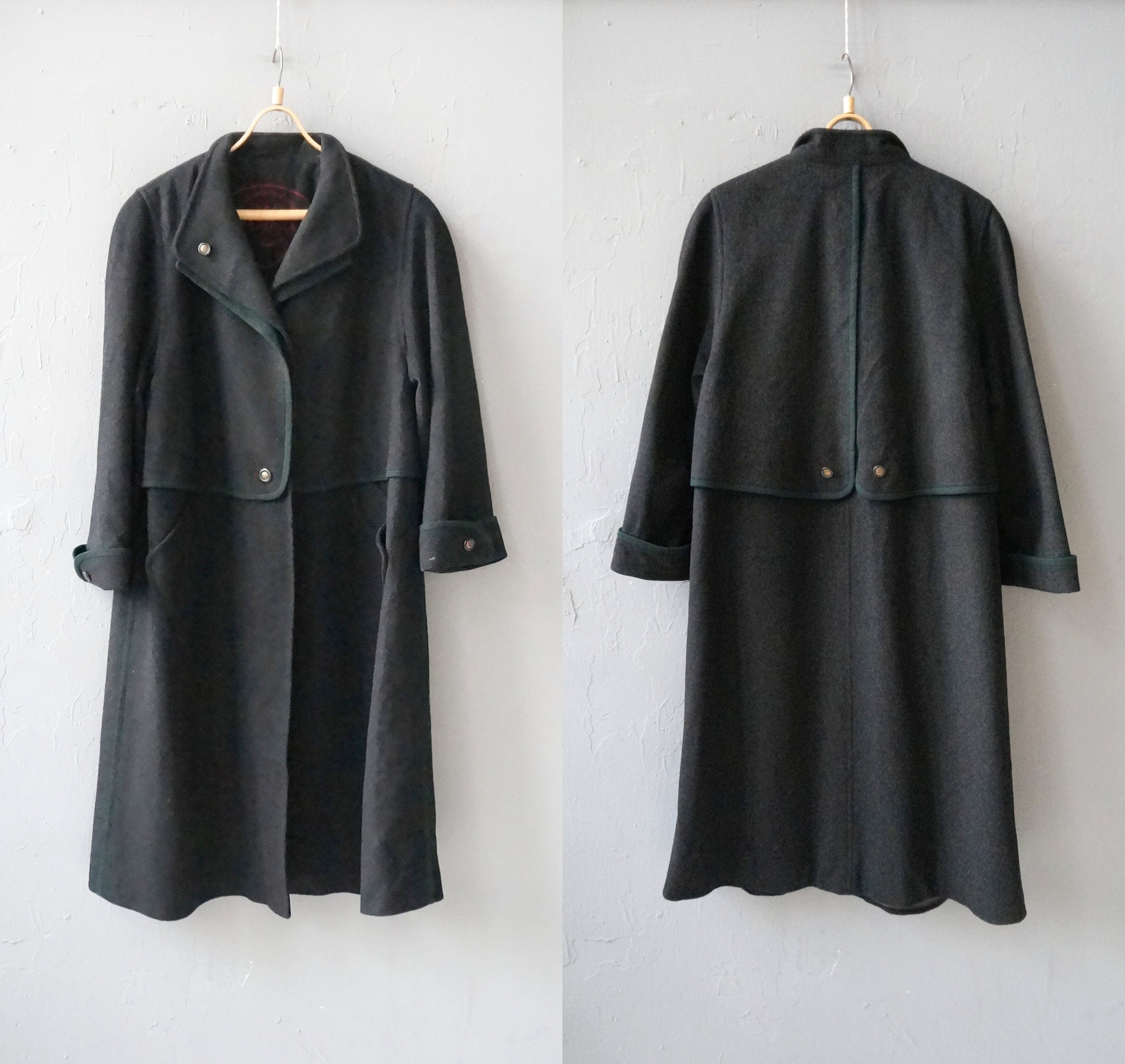 Vintage 90s Oversized Wool Maxi Coat: Dark Gray Loden Trachten - Etsy Vintage 90s Oversized Wool Maxi Coat: Dark Gray Loden Trachten - Etsy
