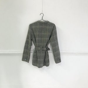 Vintage Plaid Coat Checked Jacket Womens M Trench Coat M Medium Jacket Belted Short Coat Patterned 90s Coat Warm Smart Jacket Womens Coat M image 5