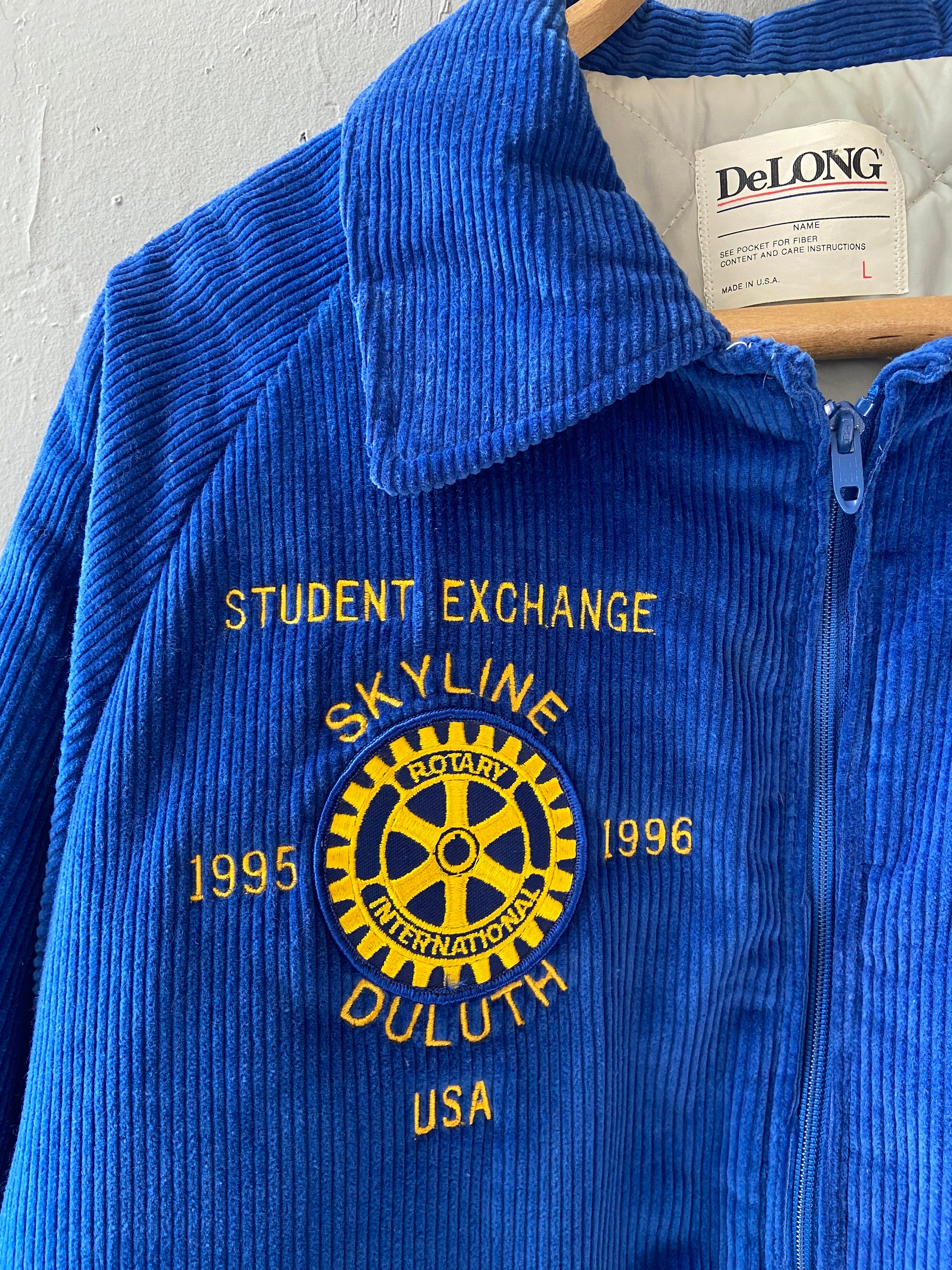 Vintage 90s Blue Corduroy Bomber Jacket Men Blue Bomber