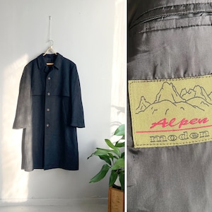 Vintage 80s Black Wool Coat Black Alpen Moden Coat Loden Wool Coat 80s Maxi Coat Wool Cashmere Coat Black Loden Coat Winter Trachten Coat