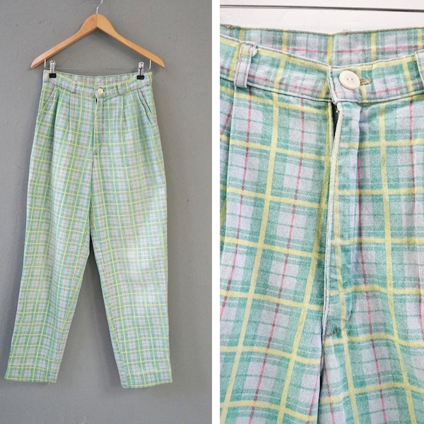 Mens Green Plaid Pants Etsy