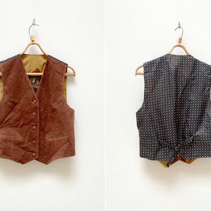 Vintage 90s Suede Vest Brown Leather Waistcoat Mens Boho Vest Mens Suede Waistcoat Womens Suede Waistcoat M Leather Vest Outdoor Waistcoat M