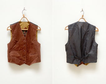 Vintage 90s Brown Suede Vest: Boho Leather Waistcoat, Size M