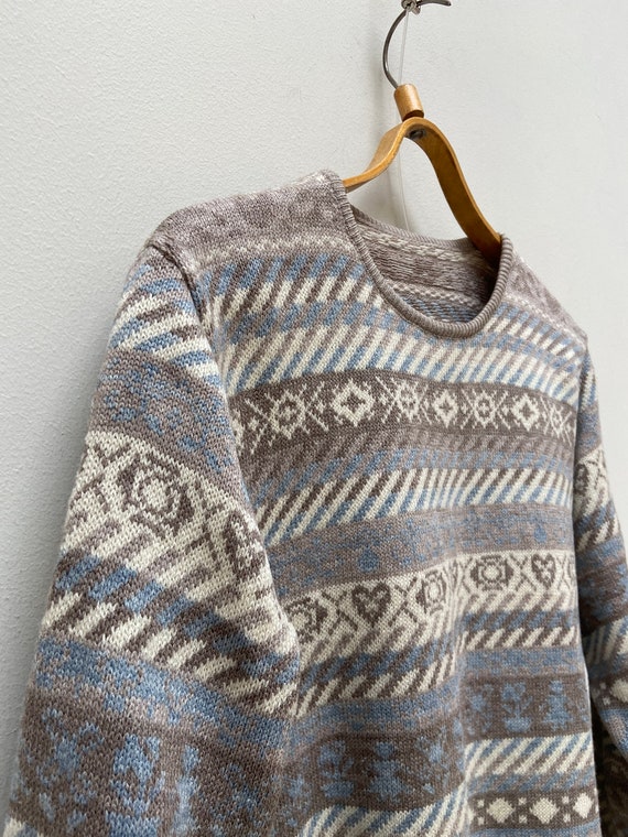 Vintage 90s Striped Sweater Pastel Blue Sweater M… - image 4