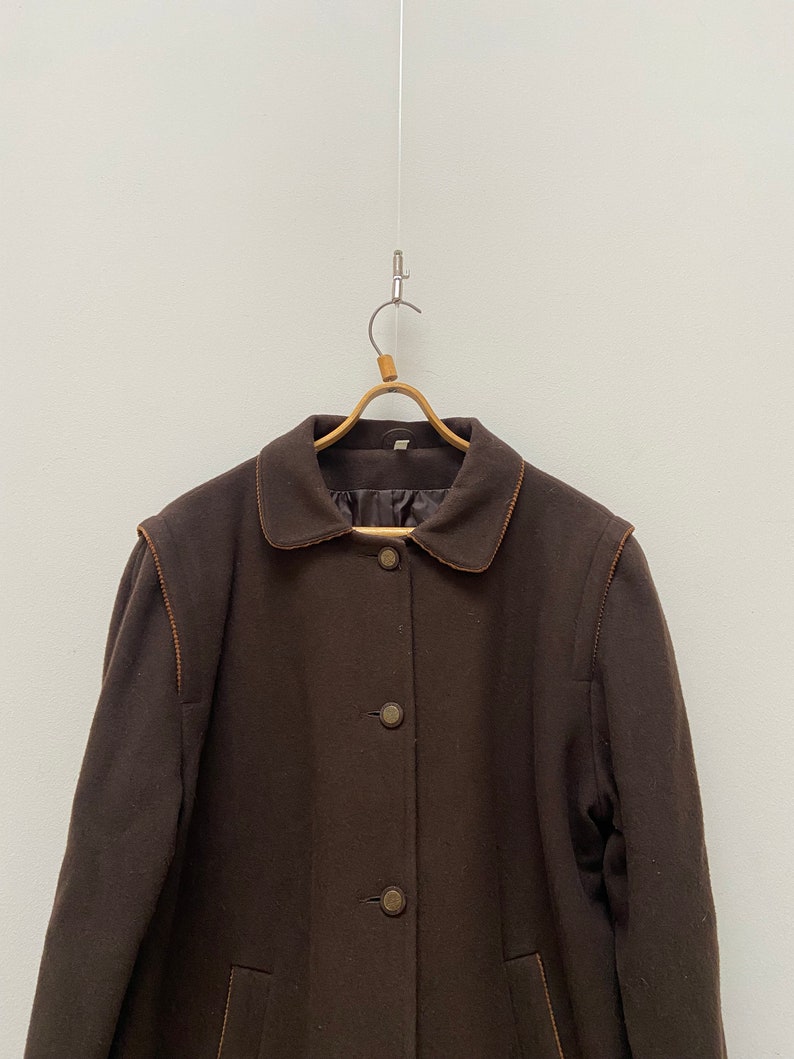 Vintage 80s Brown Wool Coat Womens Brown Wool Coat Brown Etsy