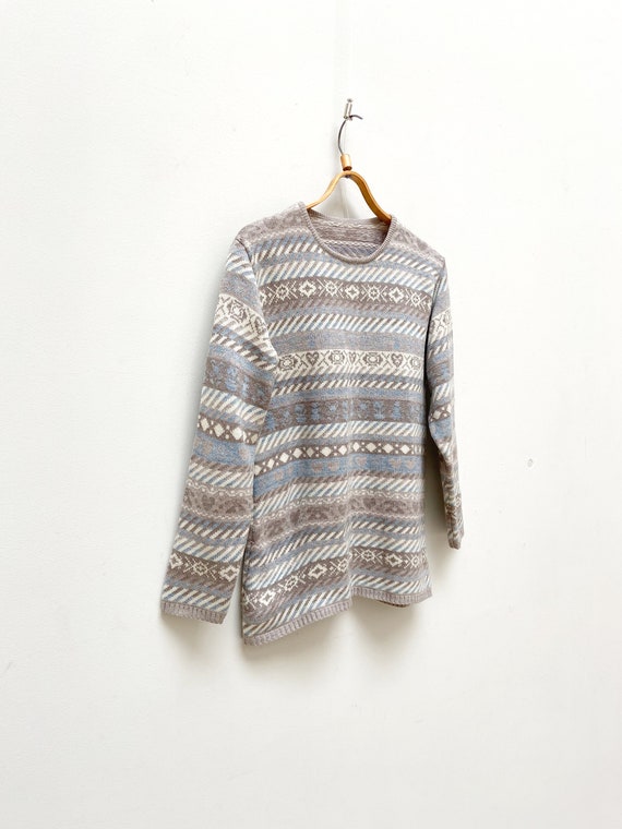 Vintage 90s Striped Sweater Pastel Blue Sweater M… - image 3