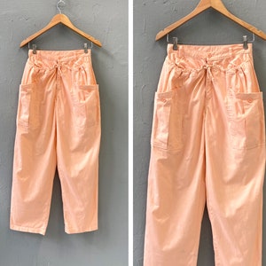 Vintage 90s Orange Pants Womens Cargo Pants Jane Hector Pants Light Coral Trousers Coral Pink Pants Peach Pink Pants Women Baggy Pants XS