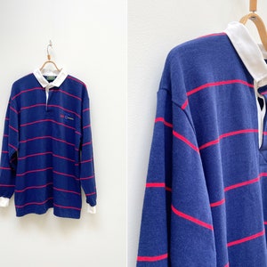 Vintage EPSPORT sweater XXL Blue Athletic Sweater Mens Polo Sweater Striped Sport Pullover Rugby Sweater Striped Polo Striped Sweatshirt XXL