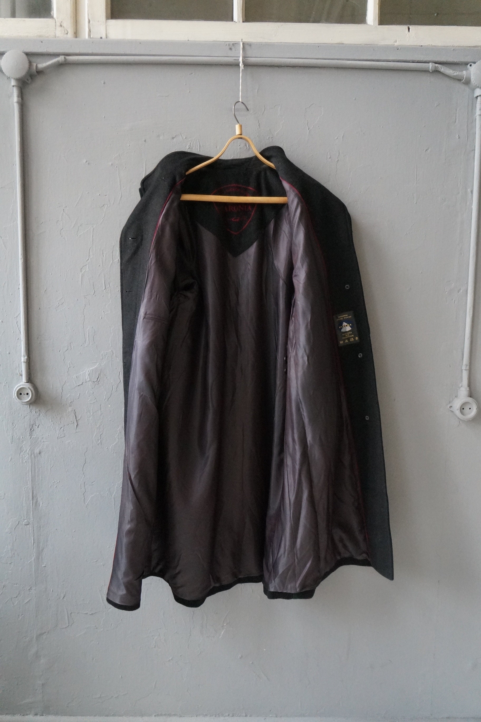 Vintage 90s Oversized Wool Maxi Coat: Dark Gray Loden Trachten