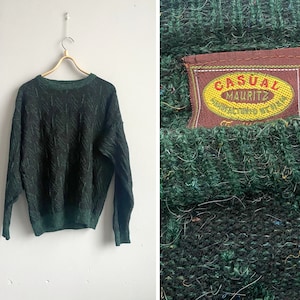Vintage 90s Wool Sweater Green Wool Sweater L Mens Wool Green Sweater Mens Wool Jumper Green Knitted Sweater Mens Knitted Jumper Large