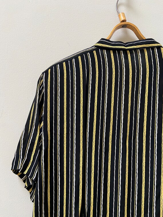Vintage 90s Striped Blouse Yellow Striped Shirt W… - image 9