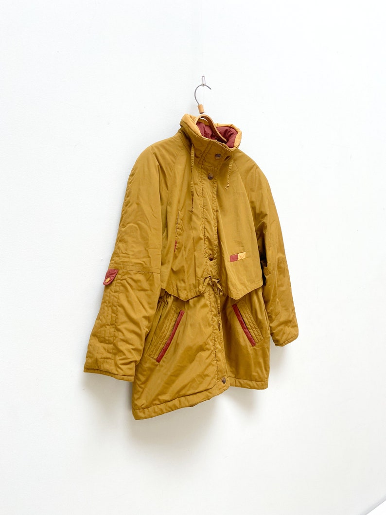 Vintage 80s Mustard Jacket Womens Mustard Coat Brown Spring Jacket