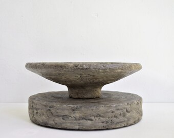 Rustic decorative centerpiece bowl, Distressed pedestal bowl,Wabi Sabi bowl, Rustic bowl, Bowl for display, Stone textured bowl