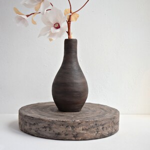 Black brown decorative vase for flowers, Rustic vase, Modern vase, Vase for decor, Flower vase, Vase for artificial flowers, Entryway vase image 2