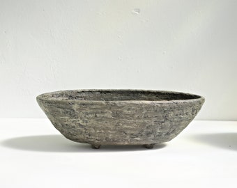 Oblong rustic bowl, Wabi sabi bowl, Textured Decorative bowl, Bowl for coffee table centerpiece, Footed bowl, Cement Bowl, One of kind