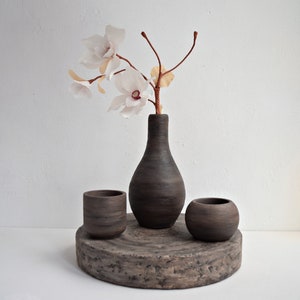 Black brown decorative vase for flowers, Rustic vase, Modern vase, Vase for decor, Flower vase, Vase for artificial flowers, Entryway vase image 4