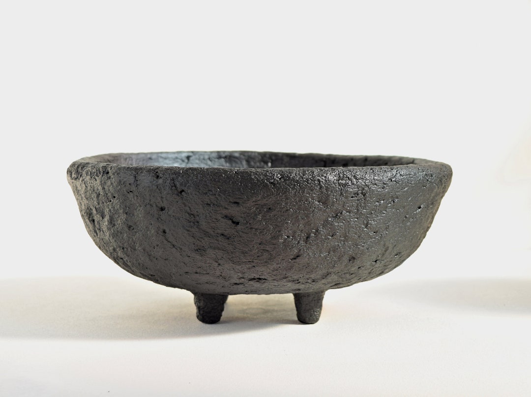 Black Wabi Sabi Footed Bowl, Black Decorative Bowl, Modern Bowl