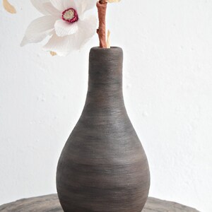 Black brown decorative vase for flowers, Rustic vase, Modern vase, Vase for decor, Flower vase, Vase for artificial flowers, Entryway vase image 3