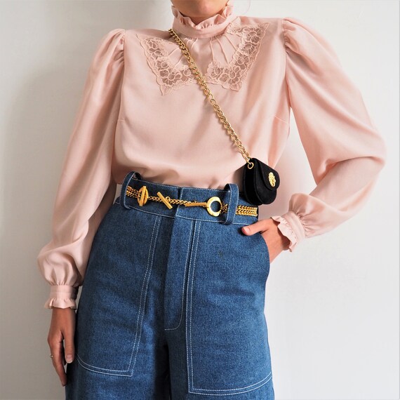 RARE vintage romantic powder pink blouse