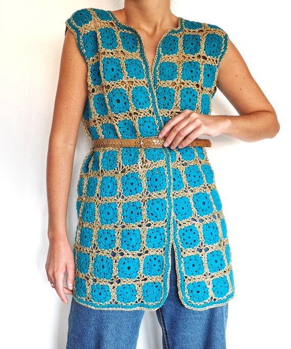 RARE cardigan vintage en crochet 80s