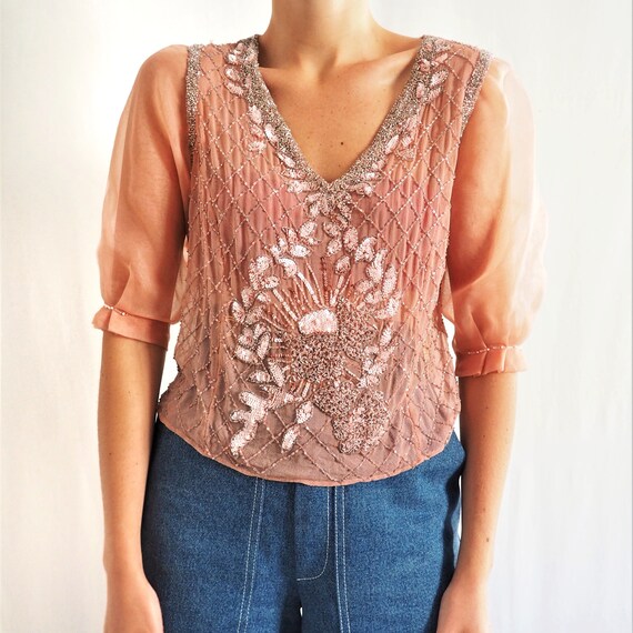 60's vintage sequin blouse