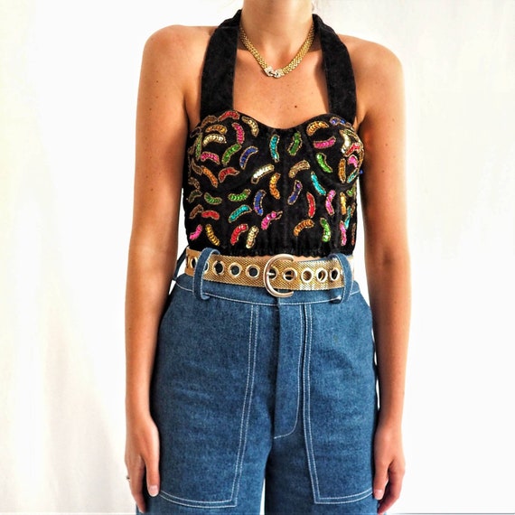 Bustier en velours vintage 80s