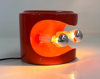 Red Stacking Ceramic Table Lamp from Perdomello 70 Italy, 1970s