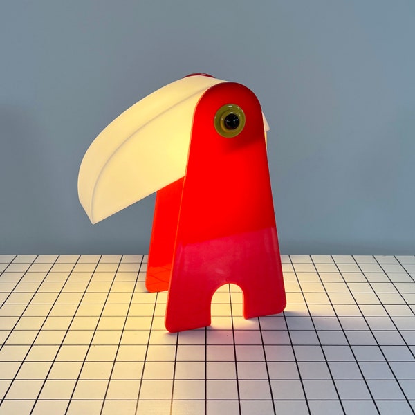 Red Toucan Table Lamp in Plastic, 1960s