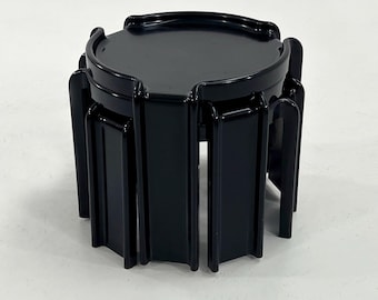 Set of Black Nesting Tables by Giotto Stoppino for Kartell, 1970s