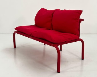 Red 2-Seater Sofa in Metal and Fabric from Thalia & Co, 1980s