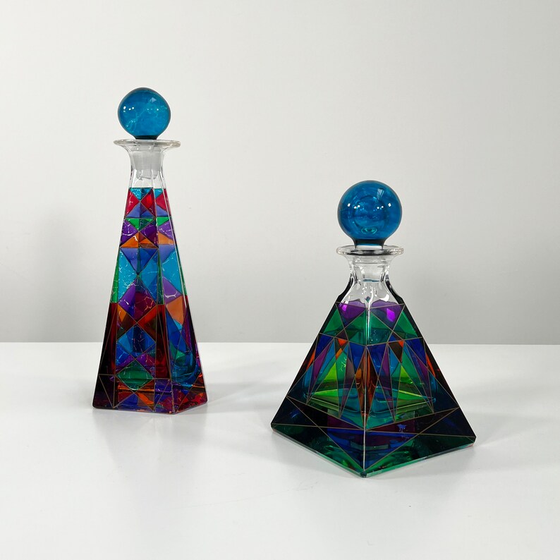Pair of Multicolour Pitchers in Glass, 1980s image 1