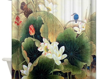 Lotus Shower Curtain Etsy