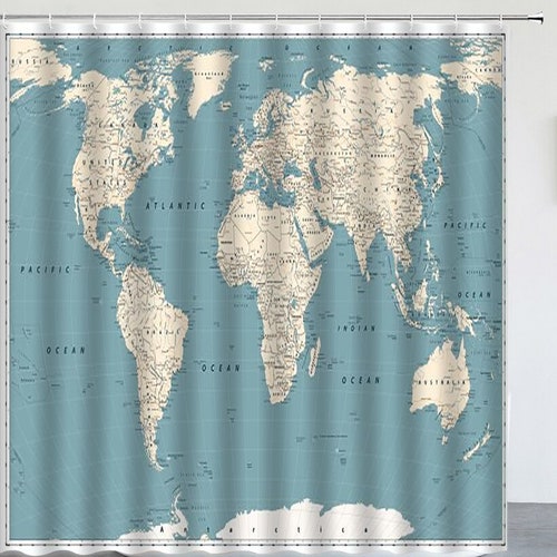 Stupak On Stupak On, Cloth World Map Shower Curtain