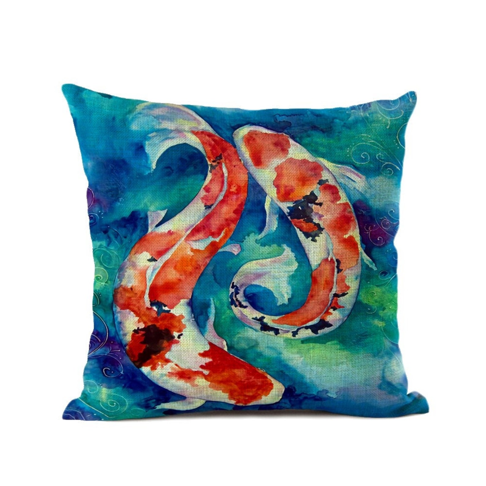 Koi Fish Pillow Cover Cushion Cover Decorative Japanese Etsy