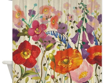 Poppy Shower Curtain LIVILAN Floral Shower Curtain Colorful Fabric Shower Curtain Set with Hooks Red and Pink Blossom Flowers Decorative Bathroom Curtains Machine Washable 72Wx72H Inches Poppy Shower Curtain LIVILAN Floral Shower Curtain Colorful Fabric Shower Curtain Set with Hooks Red and Pink Blossom Flowers Decorative Bathroom Curtains Machine Washable 72Wx72H Inches