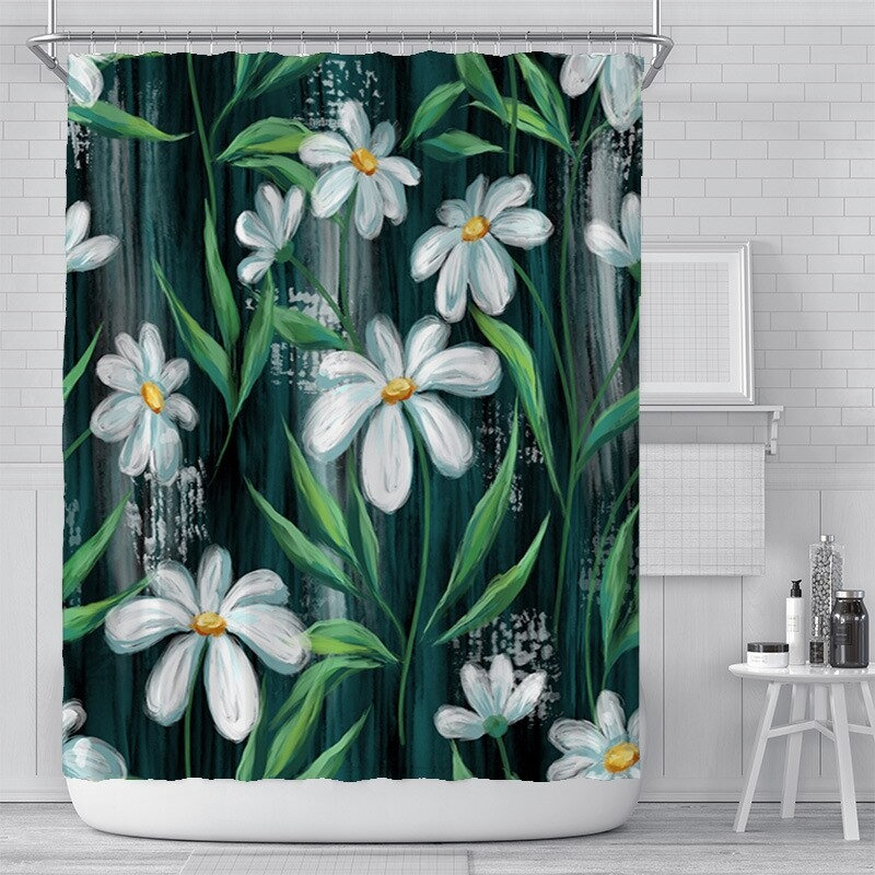 Floral Shower Curtain Bright Fabric Flowers Blossom Shower Etsy