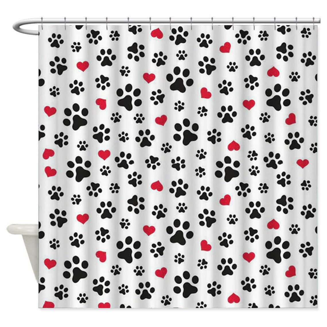 Dog Paws Shower Curtain Dog Paw Print Bathroom Decor Animal Etsy